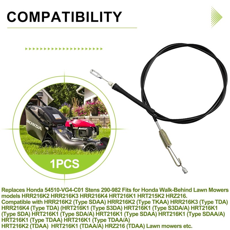 Valorup 54510-VG4-C01 Lawn Mower Engines Drive Clutch Cable Replacement for Honda HRR2162SDA,HRR2162TDA,HRR2162TKA,HRR2163TDA,HRR2164TDA Parts,Replaces 290-982 - Image 2